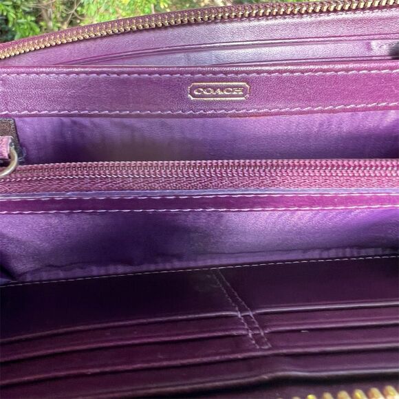 COACH Burgundy/Purple Patent Leather Madison Shoulder Bag & Wallet Set AUTHENTIC - Picture 14 of 16